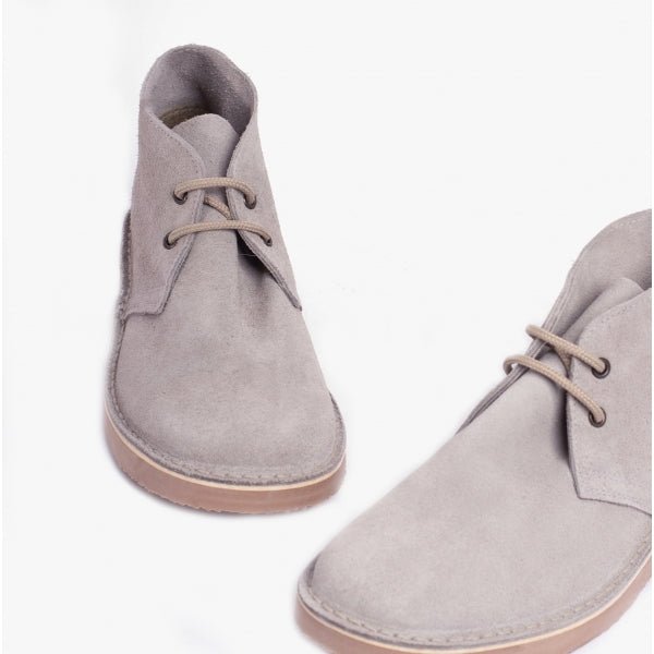 Roamers Unisex Round Toe Suede Leather Desert Boots Camel Grey - Shuperb