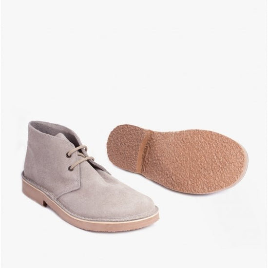 Roamers Unisex Round Toe Suede Leather Desert Boots Camel Grey - Shuperb