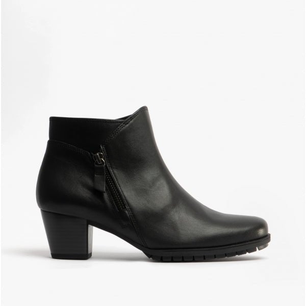 Gabor OLIVETTI Ladies Leather Zip Up Ankle Boots Black - Shuperb