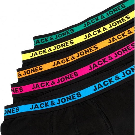 Jack & Jones JOSH 5 Pack Mens Fabric Trunks Black - Shuperb