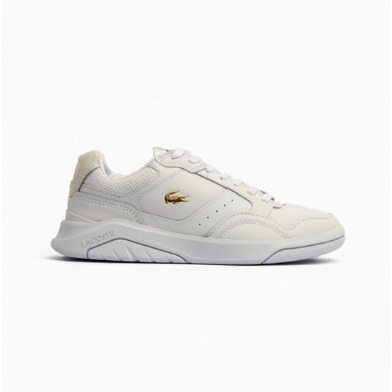 Lacoste GAME ADVANCE LUXE Ladies Leather Trainers White/Gold - Shuperb