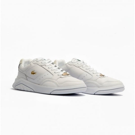 Lacoste GAME ADVANCE LUXE Ladies Leather Trainers White/Gold - Shuperb