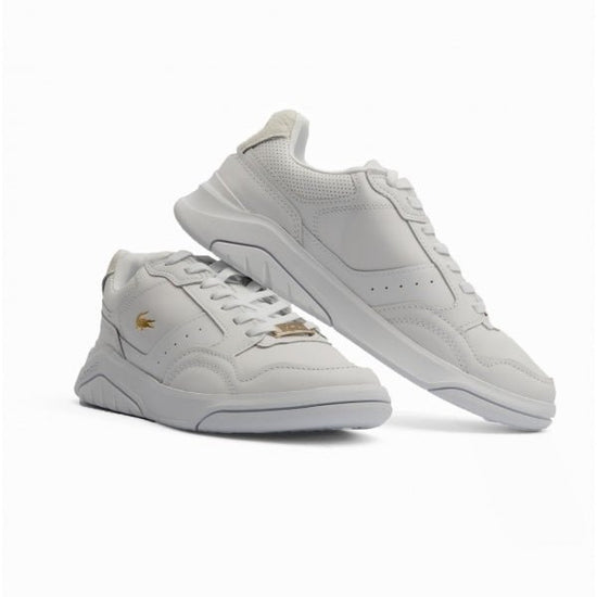 Lacoste GAME ADVANCE LUXE Ladies Leather Trainers White/Gold - Shuperb