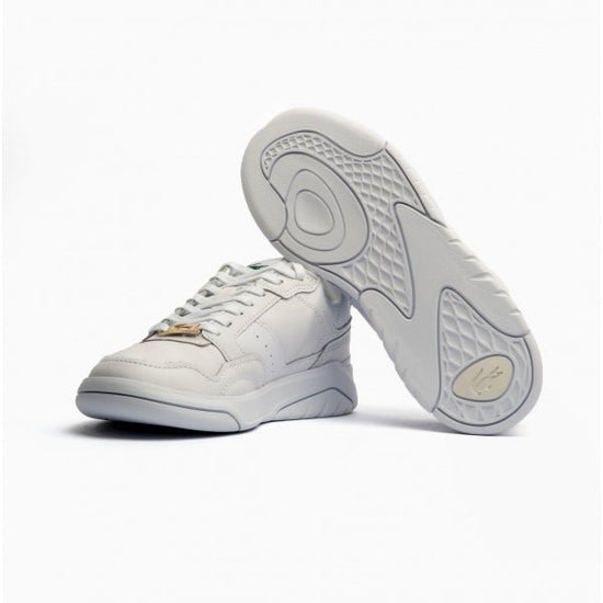 Lacoste GAME ADVANCE LUXE Ladies Leather Trainers White/Gold - Shuperb