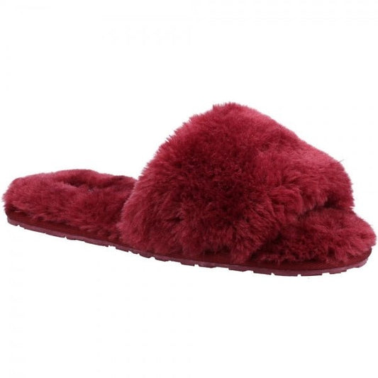 Hush Puppies PRUE Ladies Faux Fur Slippers Bordeaux - Shuperb