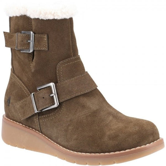 Hush Puppies LEXIE Ladies Suede Boots Olive - Shuperb