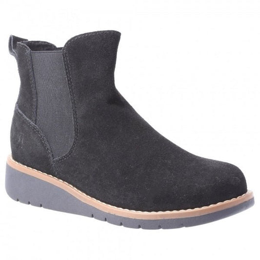 Hush Puppies LAYLA Ladies Suede Boots Black - Shuperb