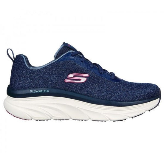 Skechers D'LUX WALKER - DAILY BEAUTY Ladies Lace - Up Trainers Navy/Grey/Pink - Shuperb