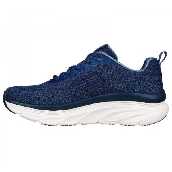 Skechers D'LUX WALKER - DAILY BEAUTY Ladies Lace - Up Trainers Navy/Grey/Pink - Shuperb