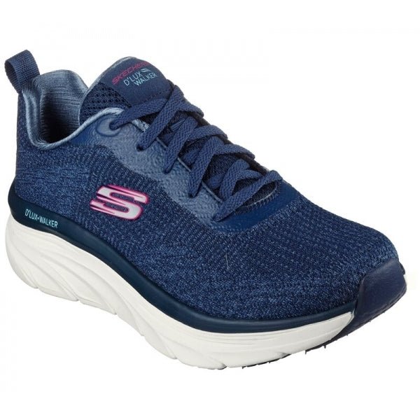 Skechers D'LUX WALKER - DAILY BEAUTY Ladies Lace - Up Trainers Navy/Grey/Pink - Shuperb