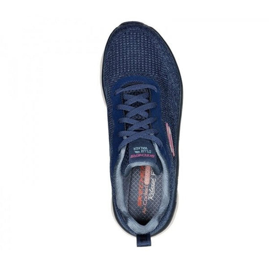 Skechers D'LUX WALKER - DAILY BEAUTY Ladies Lace - Up Trainers Navy/Grey/Pink - Shuperb