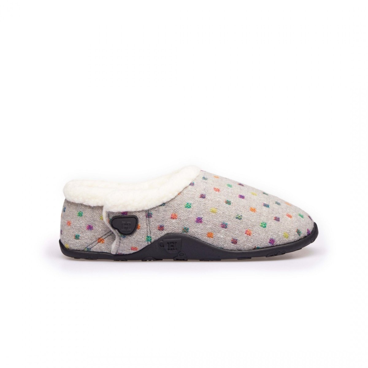 Homeys OLIVIA Ladies Full Slippers Grey Multi Spot - Shuperb