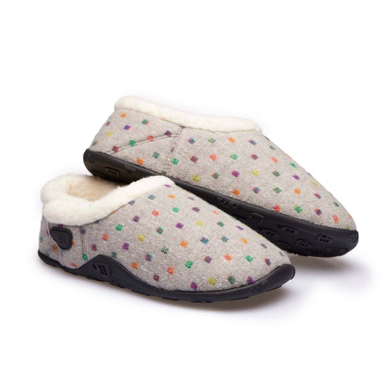 Homeys OLIVIA Ladies Full Slippers Grey Multi Spot - Shuperb