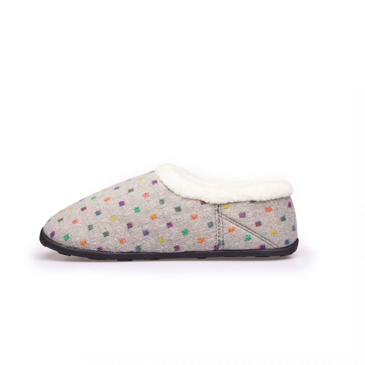 Homeys OLIVIA Ladies Full Slippers Grey Multi Spot - Shuperb