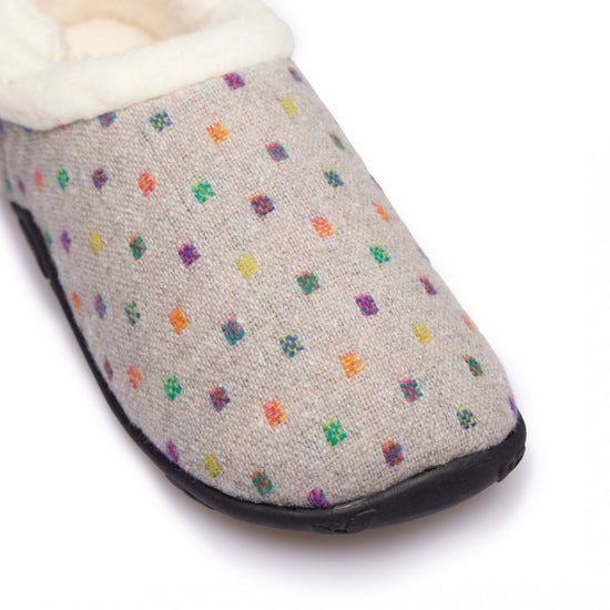 Homeys OLIVIA Ladies Full Slippers Grey Multi Spot - Shuperb