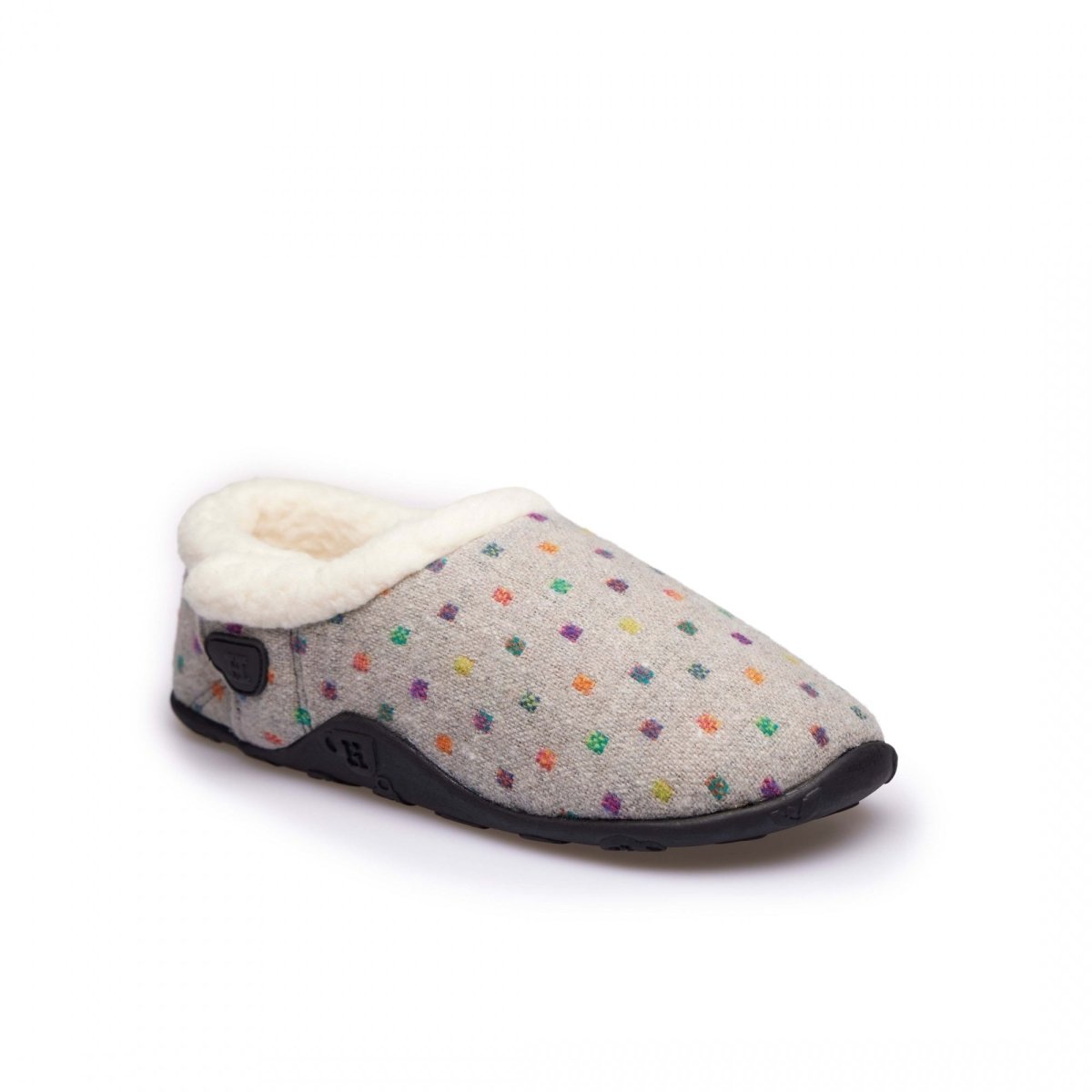 Homeys OLIVIA Ladies Full Slippers Grey Multi Spot - Shuperb