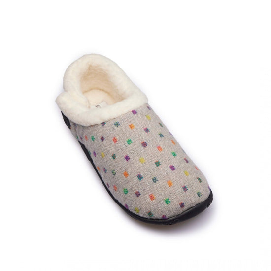 Homeys OLIVIA Ladies Full Slippers Grey Multi Spot - Shuperb