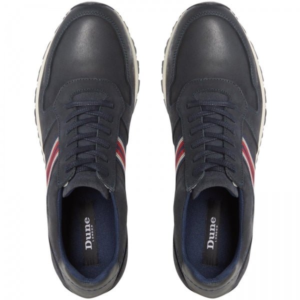 Dune London TRURO Mens Leather Trainers Navy - Shuperb