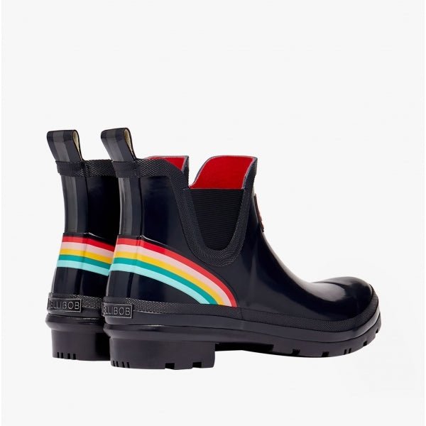 Joules WELLIBOB Ladies Rubber Wellies Navy Rainbow - Shuperb