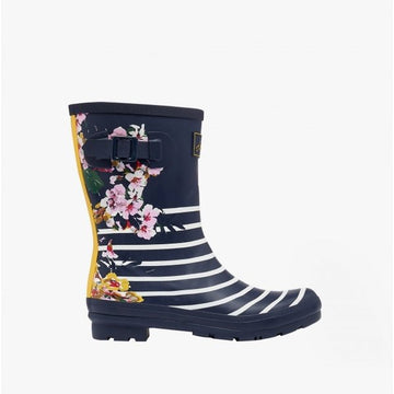 Joules MOLLY WELLY Ladies Rubber Wellies Navy Floral Stripe - Shuperb