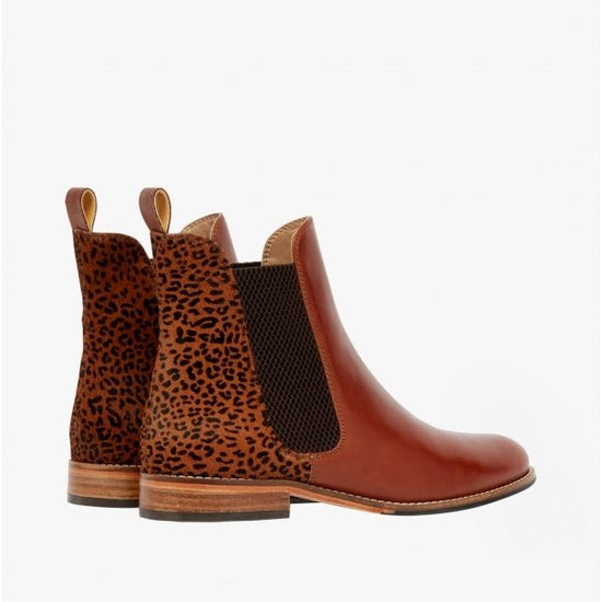 Joules WESTBOURNE Ladies Leather Chelsea Boots Ocelot - Shuperb