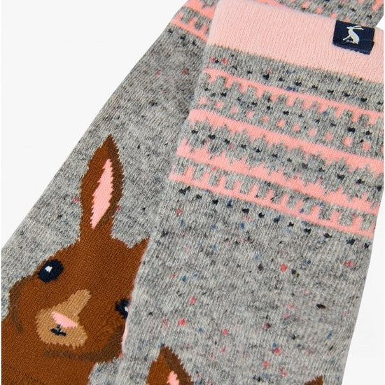 Joules WARMLEY Ladies Cotton Socks Grey Hare: UK 4 - 8 - Shuperb