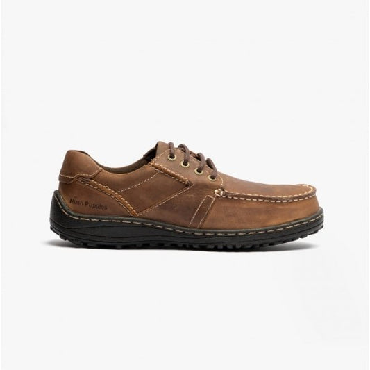 Hush Puppies THEO Mens Leather Casual Shoes Brown - Shuperb