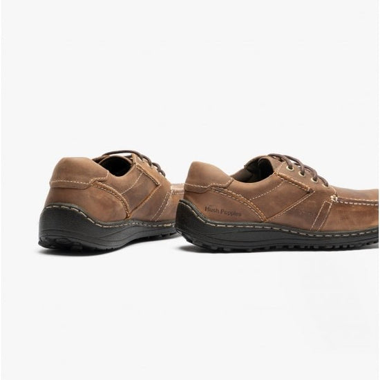 Hush Puppies THEO Mens Leather Casual Shoes Brown - Shuperb