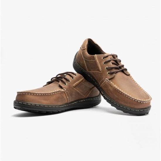 Hush Puppies THEO Mens Leather Casual Shoes Brown - Shuperb