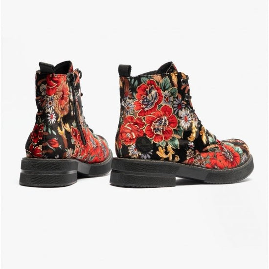 Rieker 72010 - 90 Ladies Floral Boots Black Multi - Shuperb