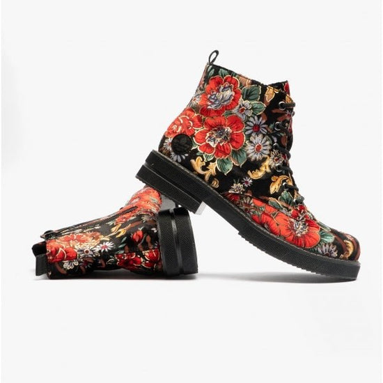 Rieker 72010 - 90 Ladies Floral Boots Black Multi - Shuperb