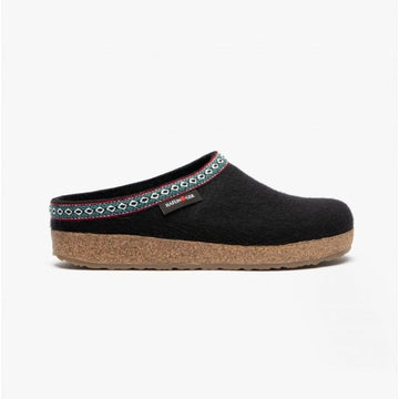 Haflinger FRANZL Ladies Wool Slippers Black - Shuperb