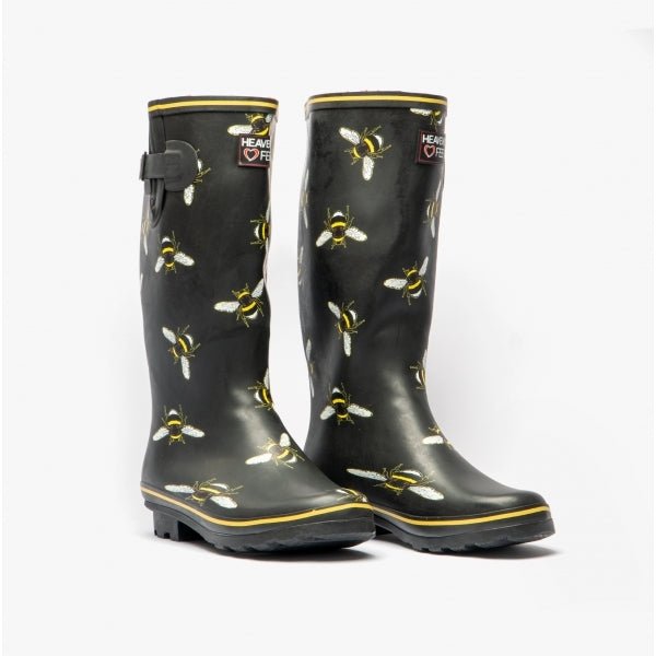 Heavenly Feet FIREFLY Ladies Rubber Tall Wellies Black Bee - Shuperb