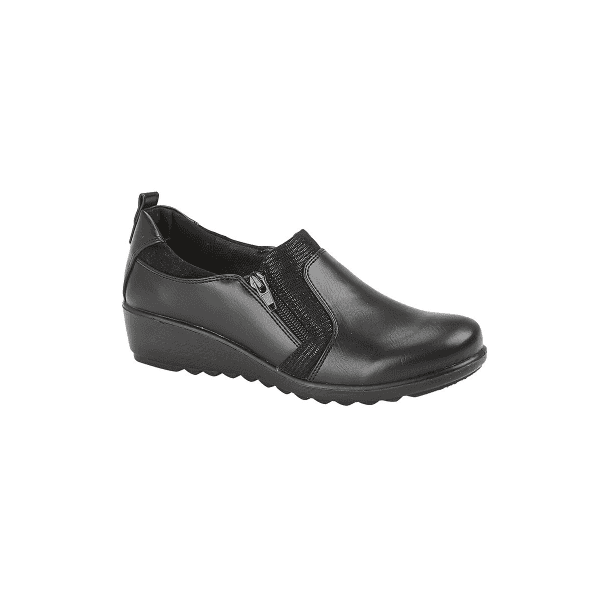 Boulevard L882A Ladies Twin Zip Shoes Black - Shuperb