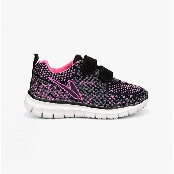 DEK ZAP Girls Touch Fasten Mesh Trainers Black/Fuchsia - Shuperb