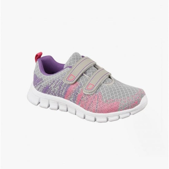 DEK SHARD Girls Mesh Touch Fasten Trainers Grey/Lilac - Shuperb