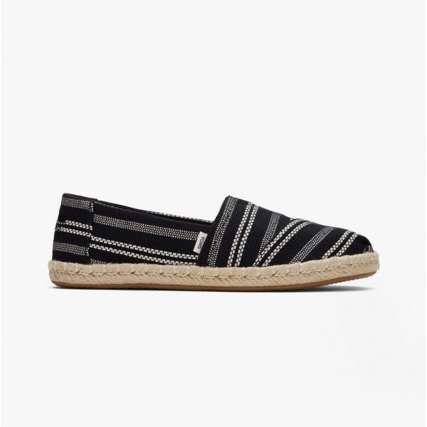 TOMS ALPARGATA ROPE Ladies Slip - On Canvas Espadrilles Black - Shuperb