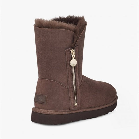 UGG BAILEY ZIP SHORT Ladies Sheepskin Boots Burnt Cedar - Shuperb