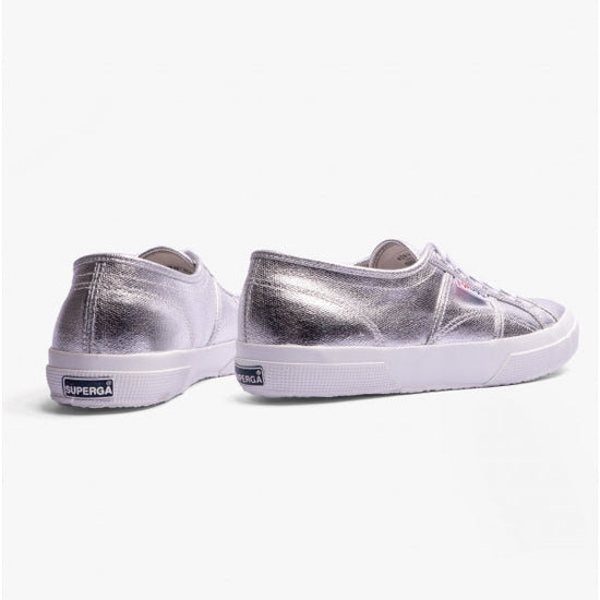 Superga 2750 METALLIC CANVAS Ladies Trainers Grey Silver - Shuperb