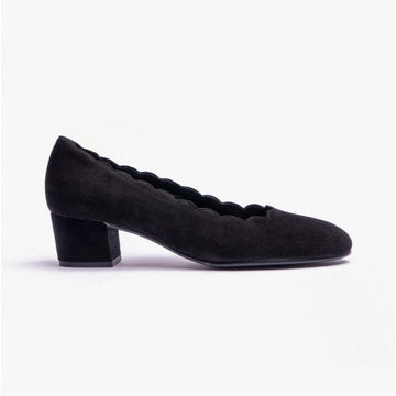 Gabor GIGI Ladies Suede Court Shoes Black - Shuperb