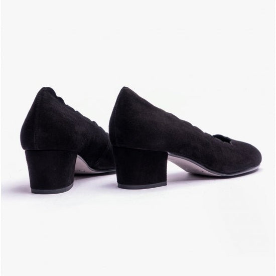 Gabor GIGI Ladies Suede Court Shoes Black - Shuperb