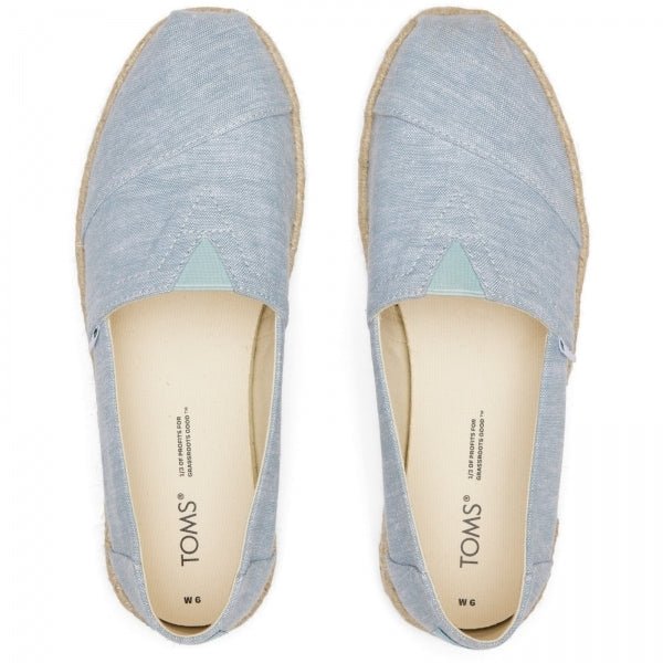 TOMS ALPARGATA ROPE Ladies Slip - On Canvas Espadrilles Light Blue - Shuperb