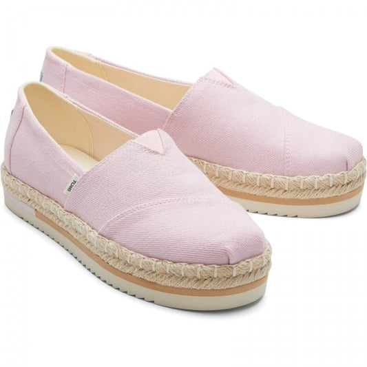 TOMS ALPARGATA PLATFORM ROPE Ladies Slip - On Canvas Espadrilles Pink - Shuperb