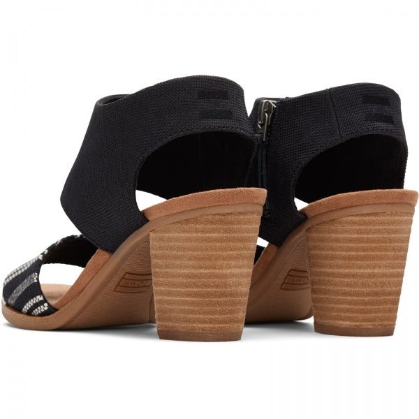 TOMS MAJORCA CUTOUT Ladies Heeled Canvas Sandals Black - Shuperb