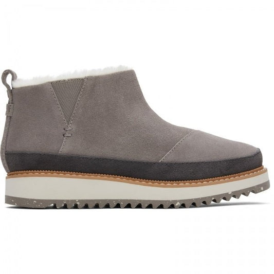 TOMS MARLO Ladies Suede Sawtooth Sole Boots Grey - Shuperb