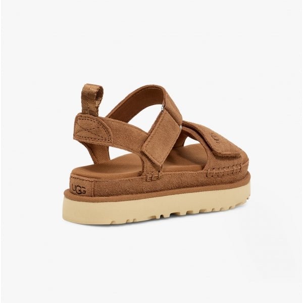 UGG GOLDENSTAR Ladies Suede Platform Sandals Chestnut - Shuperb