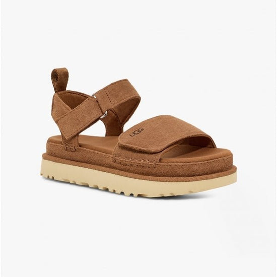 UGG GOLDENSTAR Ladies Suede Platform Sandals Chestnut - Shuperb