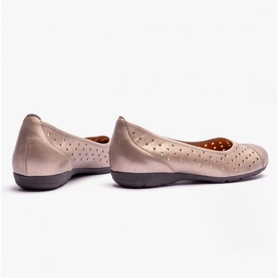 Gabor RUFFLE Ladies Leather Ballet Flats Gold - Shuperb