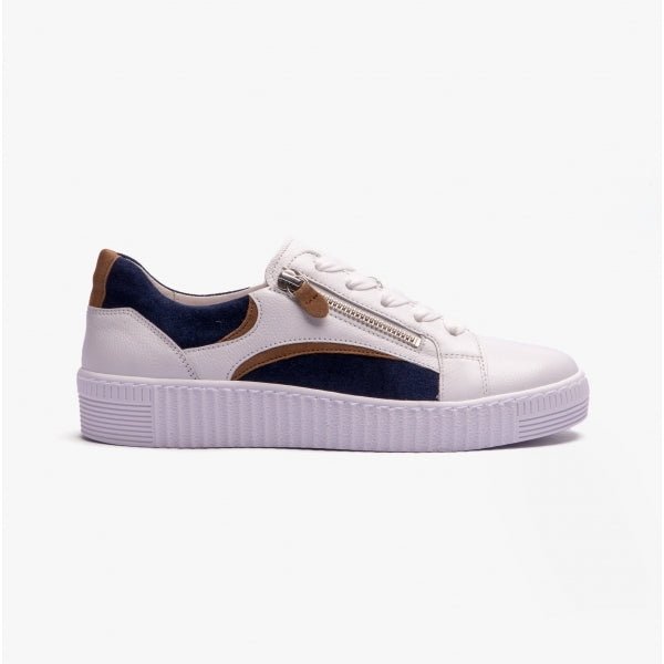 Gabor WEMO Ladies Casual Trainers White/Marine - Shuperb