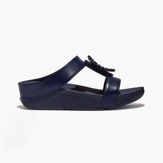 FitFlop LULU CRYSTAL Ladies H - Bar Sandals Midnight Navy - Shuperb